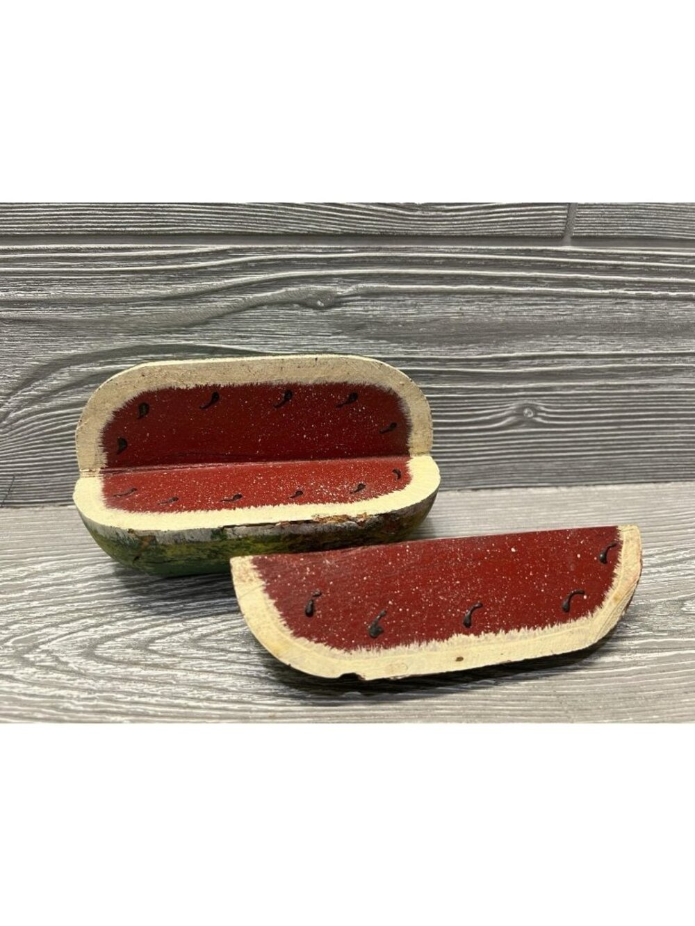 Wooden Watermelon Slice Primitive Folk Art Decor Americana Country Handmade 5”